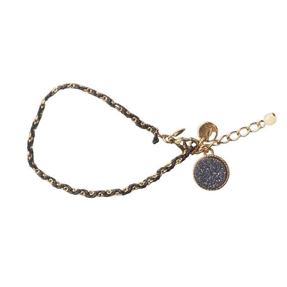 Vintage Druzy Gold Tone Thread Chain Bracelet 7” with 1” Extender Signed - Picture 7 of 12